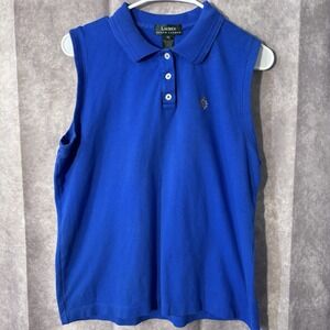 LAUREN RALPH LAUREN Womens XL Blue Sleeveless Polo Shirt Embroidered Logo